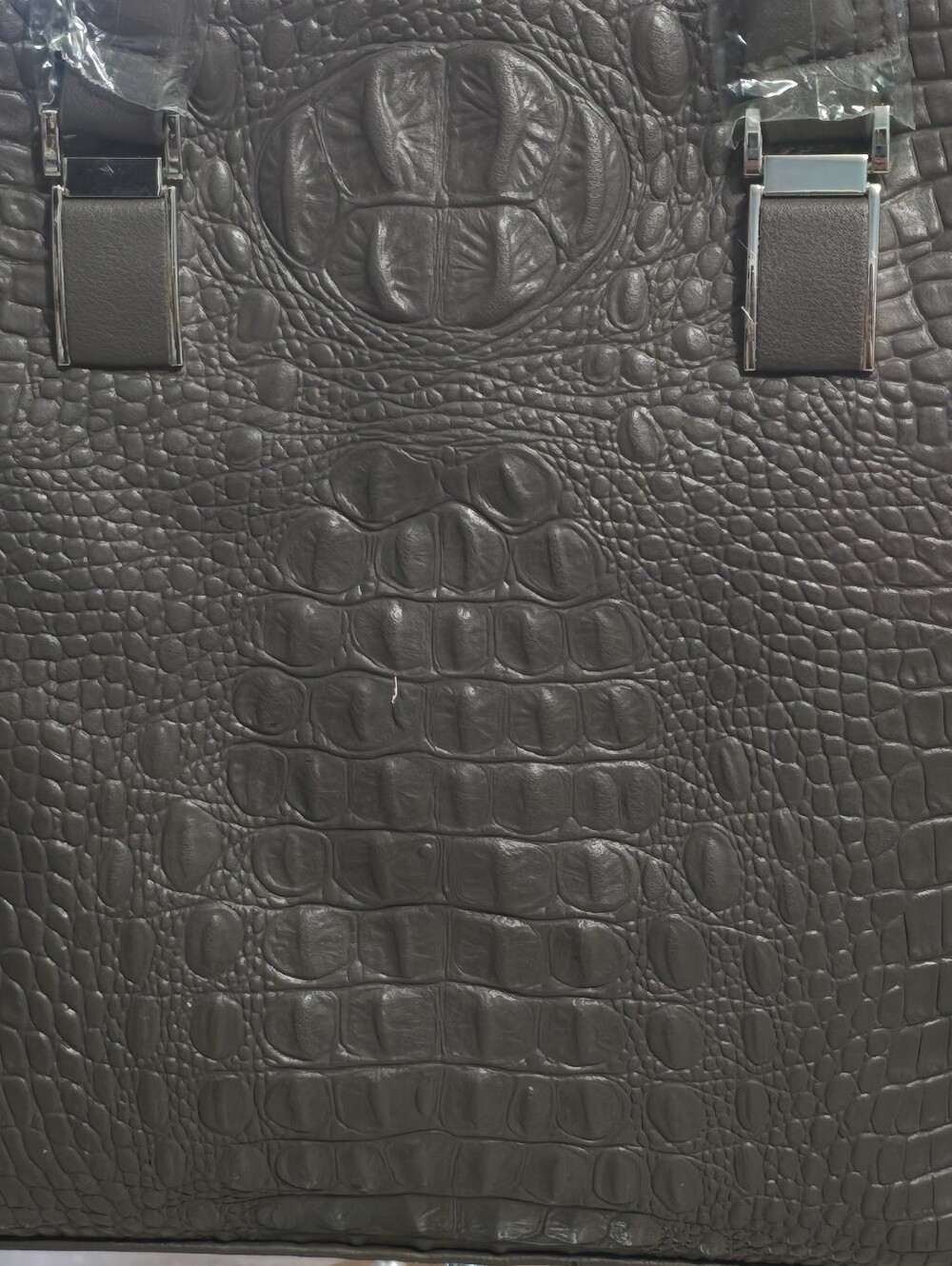 Baroque Royal Brown Vegan Leather Croc-Embossed Laptop Briefcase Bag - Picture 5 of 14
